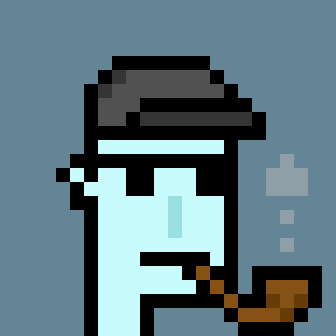 CryptoPunk #7804: a blue alien with a forward-facing cap, small shades and a pipe.